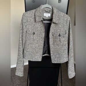Calvin Klein Women's Tweed Black and White Blazer